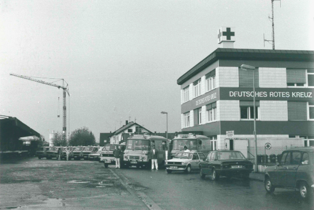 ein altes Schwarzweißfoto der Geschäftsstelle in der Dunantstrasse